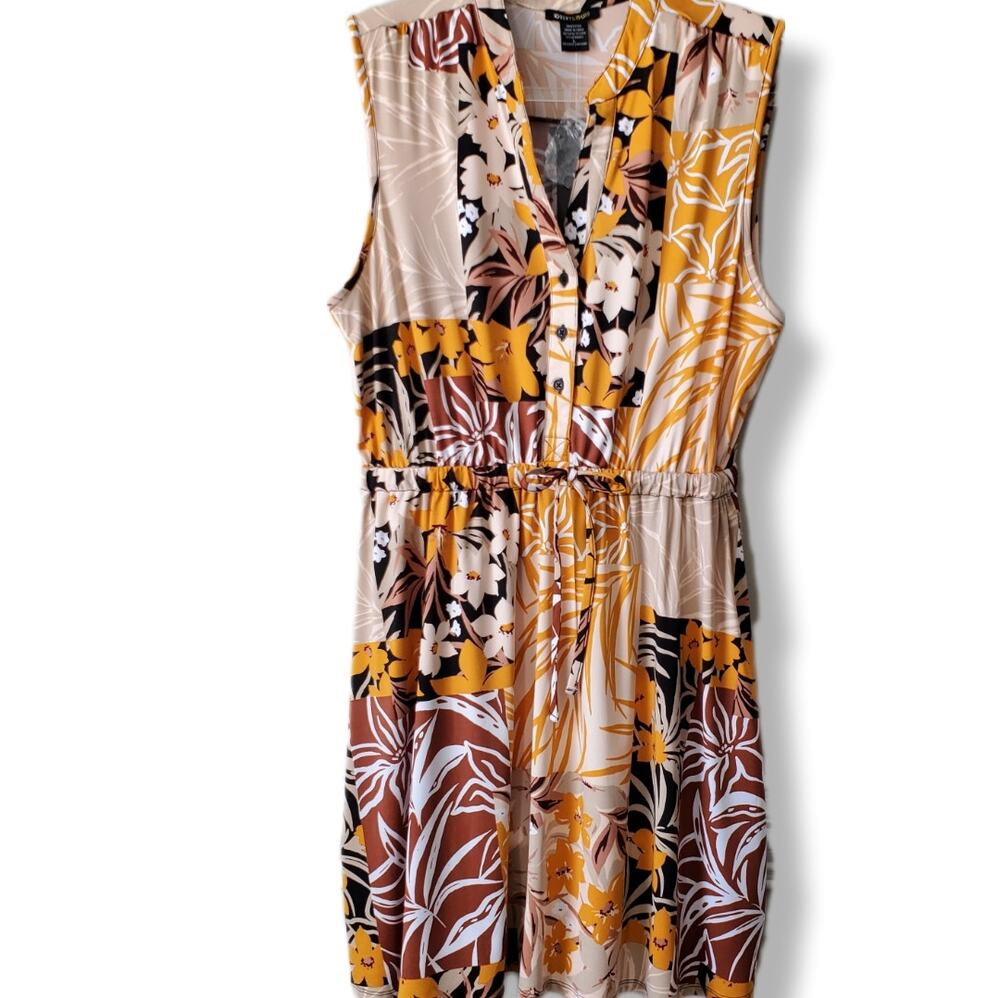 Matte Jersey Print Shirt Dress L Slveless Colorful Casual Career Modern Classic